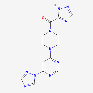 molecular formula C13H14N10O B2776941 (4-(6-(1H-1,2,4-triazol-1-yl)pyrimidin-4-yl)piperazin-1-yl)(1H-1,2,4-triazol-5-yl)methanone CAS No. 1706300-12-0