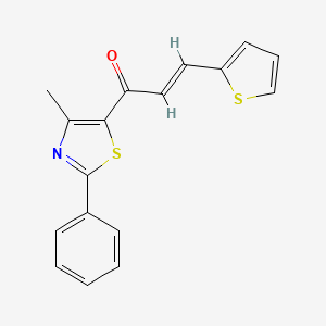 molecular formula C17H13NOS2 B2776952 (E)-1-(4-甲基-2-苯基-1,3-噻唑-5-基)-3-噻吩-2-基丙-2-烯-1-酮 CAS No. 477847-69-1