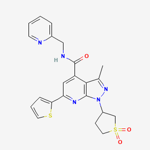 molecular formula C22H21N5O3S2 B2776954 1-(1,1-二氧代四氢噻吩-3-基)-3-甲基-N-(吡啶-2-基甲基)-6-(噻吩-2-基)-1H-嘧啶并[3,4-b]吡咯-4-甲酰胺 CAS No. 1021215-38-2