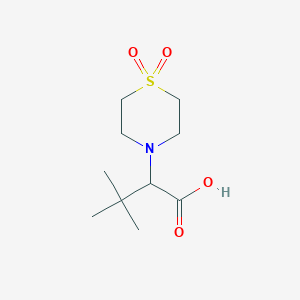molecular formula C10H19NO4S B2776964 2-(1,1-Dioxo-1lambda~6~,4-thiazinan-4-yl)-3,3-dimethylbutanoic acid CAS No. 338963-05-6