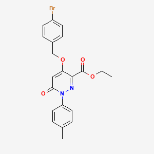 molecular formula C21H19BrN2O4 B2776978 Ethyl 4-((4-bromobenzyl)oxy)-6-oxo-1-(p-tolyl)-1,6-dihydropyridazine-3-carboxylate CAS No. 899993-39-6