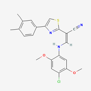 molecular formula C22H20ClN3O2S B2776986 (Z)-3-((4-chloro-2,5-dimethoxyphenyl)amino)-2-(4-(3,4-dimethylphenyl)thiazol-2-yl)acrylonitrile CAS No. 374101-58-3