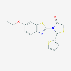 molecular formula C16H14N2O2S3 B277699 3-(6-Ethoxy-1,3-benzothiazol-2-yl)-2-(2-thienyl)-1,3-thiazolidin-4-one 