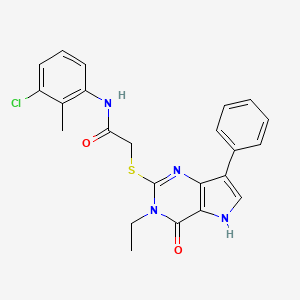 molecular formula C23H21ClN4O2S B2776991 N-(3-chloro-2-methylphenyl)-2-((3-ethyl-4-oxo-7-phenyl-4,5-dihydro-3H-pyrrolo[3,2-d]pyrimidin-2-yl)thio)acetamide CAS No. 1260985-97-4