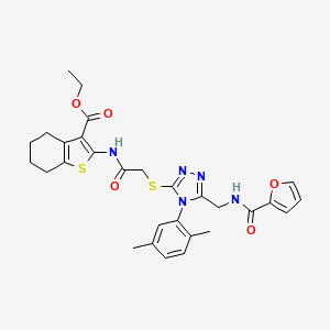 B2777008 ethyl 2-(2-((4-(2,5-dimethylphenyl)-5-((furan-2-carboxamido)methyl)-4H-1,2,4-triazol-3-yl)thio)acetamido)-4,5,6,7-tetrahydrobenzo[b]thiophene-3-carboxylate CAS No. 393806-69-4