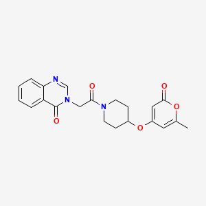 molecular formula C21H21N3O5 B2777021 3-(2-(4-((6-甲基-2-氧代-2H-吡喃-4-基)氧基哌啶-1-基)-2-氧代乙基)喹唑啉-4(3H)-酮 CAS No. 1798679-68-1