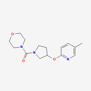 molecular formula C15H21N3O3 B2777026 (3-((5-Methylpyridin-2-yl)oxy)pyrrolidin-1-yl)(morpholino)methanone CAS No. 1904240-49-8