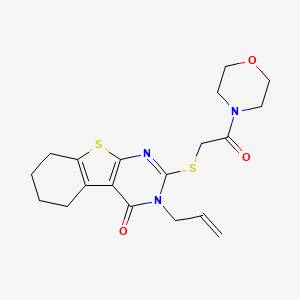 molecular formula C19H23N3O3S2 B2777028 3-烯丙基-2-{[2-(4-吗啉基)-2-氧代乙基]硫代}-5,6,7,8-四氢[1]苯并噻吩[2,3-d]嘧啶-4(3H)-酮 CAS No. 307343-37-9