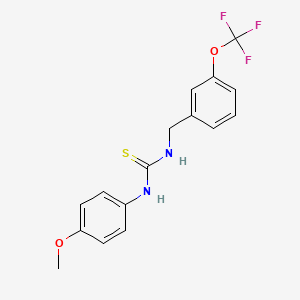 molecular formula C16H15F3N2O2S B2777029 ((4-Methoxyphenyl)amino)(((3-(trifluoromethoxy)phenyl)methyl)amino)methane-1-thione CAS No. 1022590-75-5