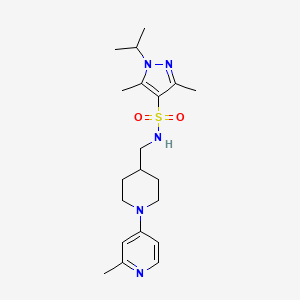 molecular formula C20H31N5O2S B2777031 1-isopropyl-3,5-dimethyl-N-((1-(2-methylpyridin-4-yl)piperidin-4-yl)methyl)-1H-pyrazole-4-sulfonamide CAS No. 2034259-88-4