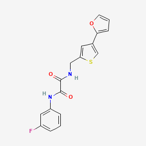 molecular formula C17H13FN2O3S B2777034 N'-(3-Fluorophenyl)-N-[[4-(furan-2-yl)thiophen-2-yl]methyl]oxamide CAS No. 2380061-13-0
