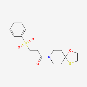 molecular formula C16H21NO4S2 B2777056 3-(Phenylsulfonyl)-1-(1-oxa-4-thia-8-azaspiro[4.5]decan-8-yl)propan-1-one CAS No. 1351631-50-9
