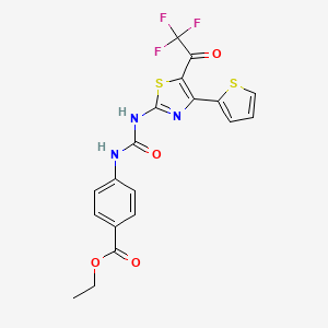 Ethyl 4-(3-(4-(thiophen-2-yl)-5-(2,2,2-trifluoroacetyl)thiazol-2-yl)ureido)benzoate