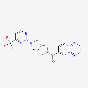 molecular formula C20H17F3N6O B2777106 Quinoxalin-6-yl-[2-[4-(trifluoromethyl)pyrimidin-2-yl]-1,3,3a,4,6,6a-hexahydropyrrolo[3,4-c]pyrrol-5-yl]methanone CAS No. 2415522-75-5