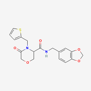 N-(benzo[d][1,3]dioxol-5-ylmethyl)-5-oxo-4-(thiophen-2-ylmethyl)morpholine-3-carboxamide