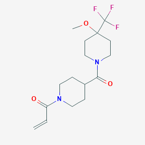 molecular formula C16H23F3N2O3 B2777109 1-[4-[4-Methoxy-4-(trifluoromethyl)piperidine-1-carbonyl]piperidin-1-yl]prop-2-en-1-one CAS No. 2361681-91-4