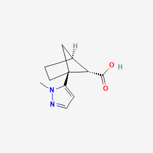 molecular formula C11H14N2O2 B2777112 (1S,4S,5S)-1-(2-Methylpyrazol-3-yl)bicyclo[2.1.1]hexane-5-carboxylic acid CAS No. 2227880-79-5