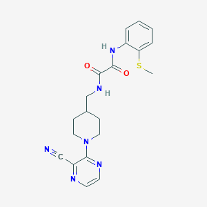 molecular formula C20H22N6O2S B2777118 N1-((1-(3-cyanopyrazin-2-yl)piperidin-4-yl)methyl)-N2-(2-(methylthio)phenyl)oxalamide CAS No. 1796969-88-4