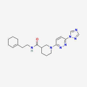 molecular formula C20H27N7O B2777127 1-(6-(1H-1,2,4-三唑-1-基)吡啶并[3-yl])-N-(2-(环己-1-烯-1-基)乙基)哌啶-3-甲酰胺 CAS No. 1797092-59-1