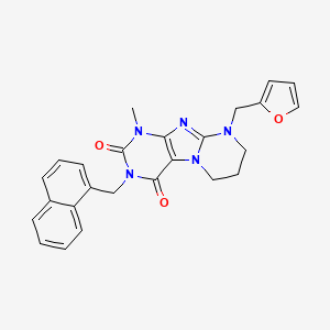 molecular formula C25H23N5O3 B2777131 9-(furan-2-ylmethyl)-1-methyl-3-(naphthalen-1-ylmethyl)-7,8-dihydro-6H-purino[7,8-a]pyrimidine-2,4-dione CAS No. 877794-75-7