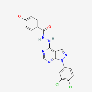molecular formula C19H14Cl2N6O2 B2777132 N'-[1-(3,4-dichlorophenyl)-1H-pyrazolo[3,4-d]pyrimidin-4-yl]-4-methoxybenzohydrazide CAS No. 881073-26-3