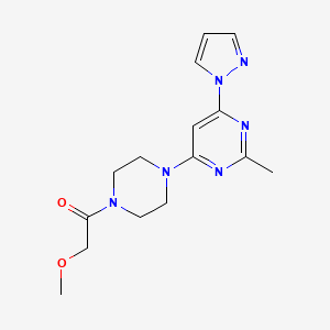 molecular formula C15H20N6O2 B2777140 2-methoxy-1-(4-(2-methyl-6-(1H-pyrazol-1-yl)pyrimidin-4-yl)piperazin-1-yl)ethanone CAS No. 1203153-77-8