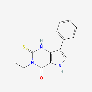 molecular formula C14H13N3OS B2777146 3-ethyl-7-phenyl-2-thioxo-1,2,3,5-tetrahydro-4H-pyrrolo[3,2-d]pyrimidin-4-one CAS No. 933196-65-7