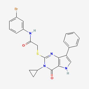 molecular formula C23H19BrN4O2S B2777156 N-(3-bromophenyl)-2-((3-cyclopropyl-4-oxo-7-phenyl-4,5-dihydro-3H-pyrrolo[3,2-d]pyrimidin-2-yl)thio)acetamide CAS No. 1260922-65-3