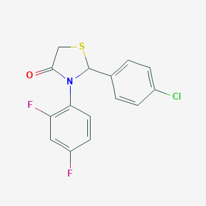 molecular formula C15H10ClF2NOS B277716 2-(4-Chlorophenyl)-3-(2,4-difluorophenyl)-1,3-thiazolidin-4-one 