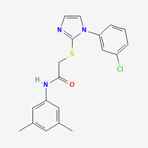 molecular formula C19H18ClN3OS B2777165 2-((1-(3-chlorophenyl)-1H-imidazol-2-yl)thio)-N-(3,5-dimethylphenyl)acetamide CAS No. 851078-92-7