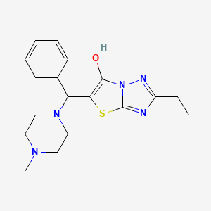 molecular formula C18H23N5OS B2777166 2-Ethyl-5-((4-methylpiperazin-1-yl)(phenyl)methyl)thiazolo[3,2-b][1,2,4]triazol-6-ol CAS No. 898346-40-2