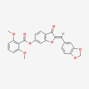 molecular formula C25H18O8 B2777184 (Z)-2-(苯并[d][1,3]二噁-5-基甲烯基)-3-酮-2,3-二氢苯并呋喃-6-基 2,6-二甲氧基苯甲酸酯 CAS No. 859663-71-1