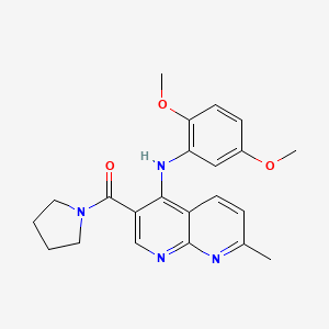 (4-((2,5-Dimethoxyphenyl)amino)-7-methyl-1,8-naphthyridin-3-yl)(pyrrolidin-1-yl)methanone