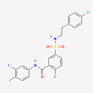 molecular formula C22H19ClF2N2O3S B2777204 5-(N-(4-chlorophenethyl)sulfamoyl)-2-fluoro-N-(3-fluoro-4-methylphenyl)benzamide CAS No. 451483-92-4