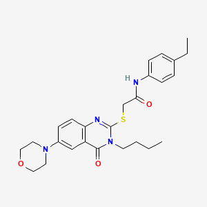 molecular formula C26H32N4O3S B2777217 2-(3-丁基-6-吗啉-4-基-4-酮喹唑啉-2-基)磺酰-N-(4-乙基苯基)乙酰胺 CAS No. 689762-13-8