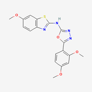 molecular formula C18H16N4O4S B2777235 5-(2,4-二甲氧基苯基)-N-(6-甲氧基苯并[d]噻嗪-2-基)-1,3,4-噁二唑-2-胺 CAS No. 862975-93-7