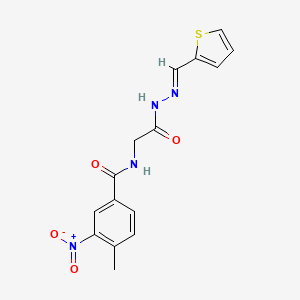 molecular formula C15H14N4O4S B2777236 (E)-4-methyl-3-nitro-N-(2-oxo-2-(2-(thiophen-2-ylmethylene)hydrazinyl)ethyl)benzamide CAS No. 391879-25-7