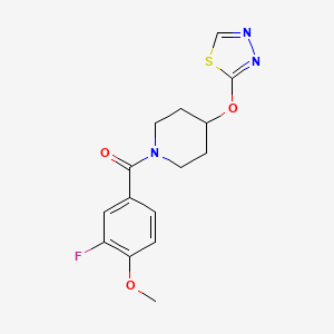 molecular formula C15H16FN3O3S B2777239 (4-((1,3,4-Thiadiazol-2-yl)oxy)piperidin-1-yl)(3-fluoro-4-methoxyphenyl)methanone CAS No. 2191212-88-9