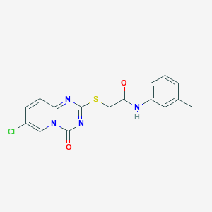 molecular formula C16H13ClN4O2S B2777242 2-(7-chloro-4-oxopyrido[1,2-a][1,3,5]triazin-2-yl)sulfanyl-N-(3-methylphenyl)acetamide CAS No. 896324-26-8