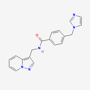 molecular formula C19H17N5O B2777257 4-((1H-imidazol-1-yl)methyl)-N-(pyrazolo[1,5-a]pyridin-3-ylmethyl)benzamide CAS No. 1396874-77-3
