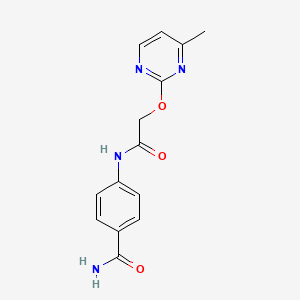 molecular formula C14H14N4O3 B2777261 4-(2-((4-甲基嘧啶-2-基)氧基)乙酰氨基)苯甲酰胺 CAS No. 1251573-95-1