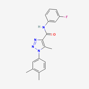 molecular formula C18H17FN4O B2777271 1-(3,4-dimethylphenyl)-N-(3-fluorophenyl)-5-methyltriazole-4-carboxamide CAS No. 897758-66-6