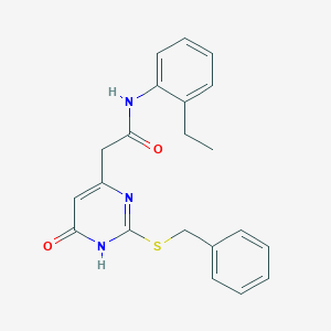 molecular formula C21H21N3O2S B2777274 2-(2-(benzylthio)-6-oxo-1,6-dihydropyrimidin-4-yl)-N-(2-ethylphenyl)acetamide CAS No. 1105209-51-5