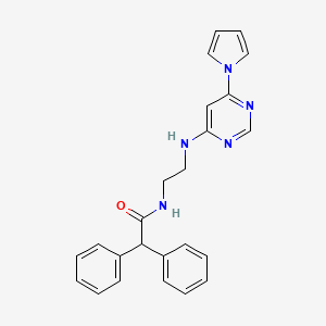 molecular formula C24H23N5O B2777276 N-(2-((6-(1H-吡咯-1-基)嘧啶-4-基)氨基)乙基)-2,2-二苯基乙酰胺 CAS No. 1396858-98-2