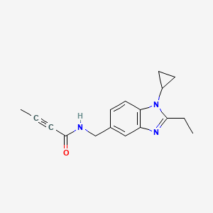 B2777285 N-[(1-Cyclopropyl-2-ethylbenzimidazol-5-yl)methyl]but-2-ynamide CAS No. 2411243-90-6