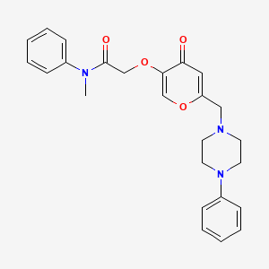 molecular formula C25H27N3O4 B2777302 N-methyl-2-((4-oxo-6-((4-phenylpiperazin-1-yl)methyl)-4H-pyran-3-yl)oxy)-N-phenylacetamide CAS No. 898420-58-1