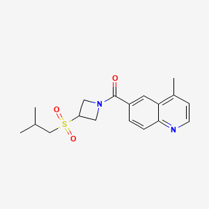 molecular formula C18H22N2O3S B2777305 (3-(异丁基磺酰)噁唑烷-1-基)(4-甲基喹啉-6-基)甲酮 CAS No. 1797632-65-5