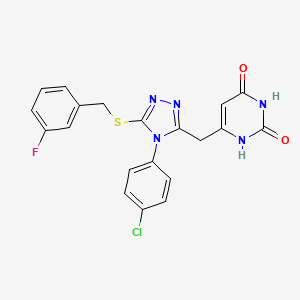molecular formula C20H15ClFN5O2S B2777310 6-[[4-(4-chlorophenyl)-5-[(3-fluorophenyl)methylsulfanyl]-1,2,4-triazol-3-yl]methyl]-1H-pyrimidine-2,4-dione CAS No. 852154-97-3