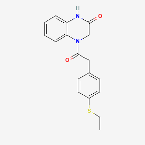 molecular formula C18H18N2O2S B2777316 4-(2-(4-(ethylthio)phenyl)acetyl)-3,4-dihydroquinoxalin-2(1H)-one CAS No. 952861-59-5