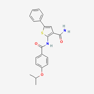 molecular formula C21H20N2O3S B2777321 2-(4-Isopropoxybenzamido)-5-phenylthiophene-3-carboxamide CAS No. 941994-00-9